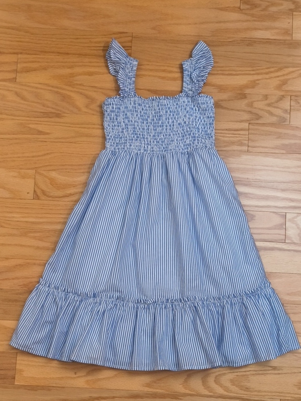 Crewcuts Blue and White Striped Smocked Sundress Size 8 GU